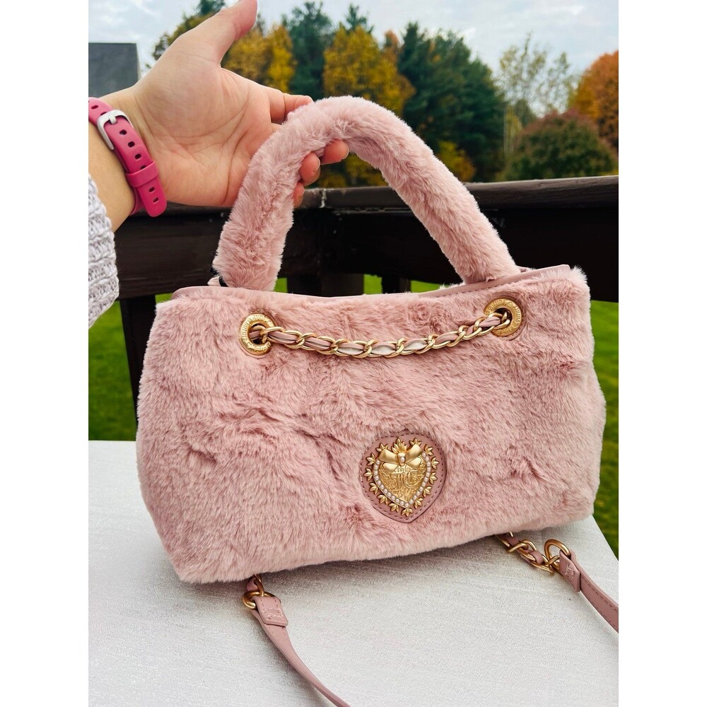 Juicy Couture Love Furry Friends Satchel shoulder bag Dusty Blush NWT Y2K
